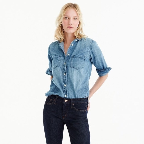 J Crew Petite Everyday Chambray Shirt 